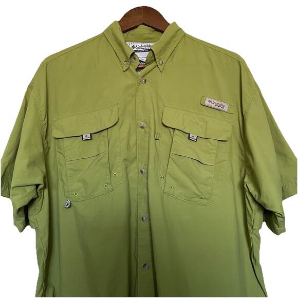 Columbia PFG Omni-Shade Button Up Vented Fishing Shirt Green Size M Outdoor - Picture 7 of 7